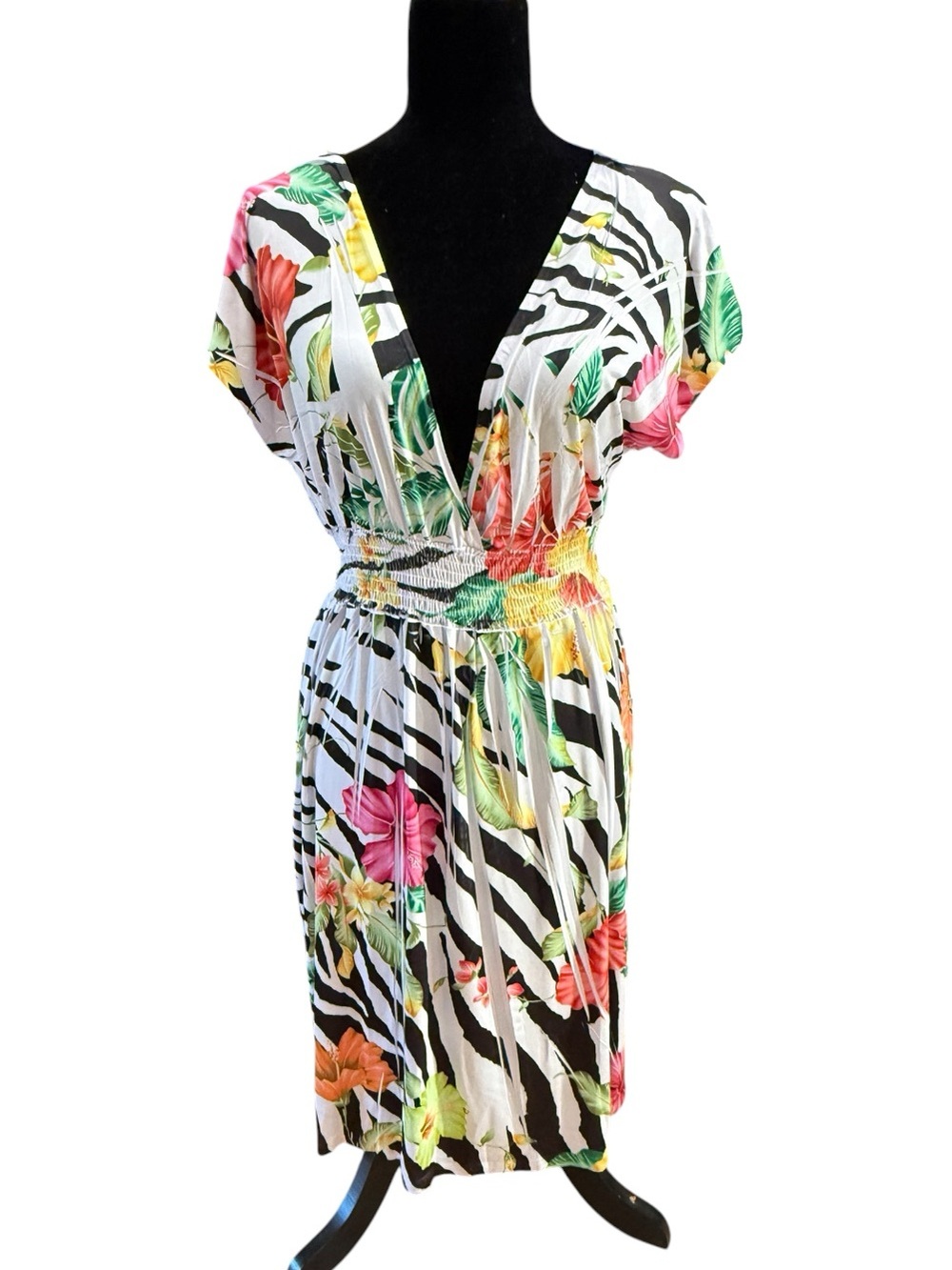 Panhandle Slim floral and zebra print midi dress Medium